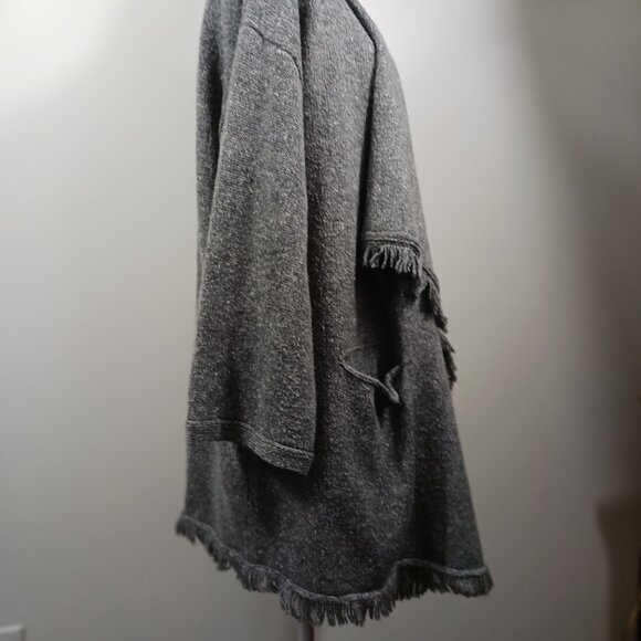 Soft Joie, Large, Heather Gray, Open Front, Wrap Cardigan Sweater, With Fringe - Picture 5 of 12